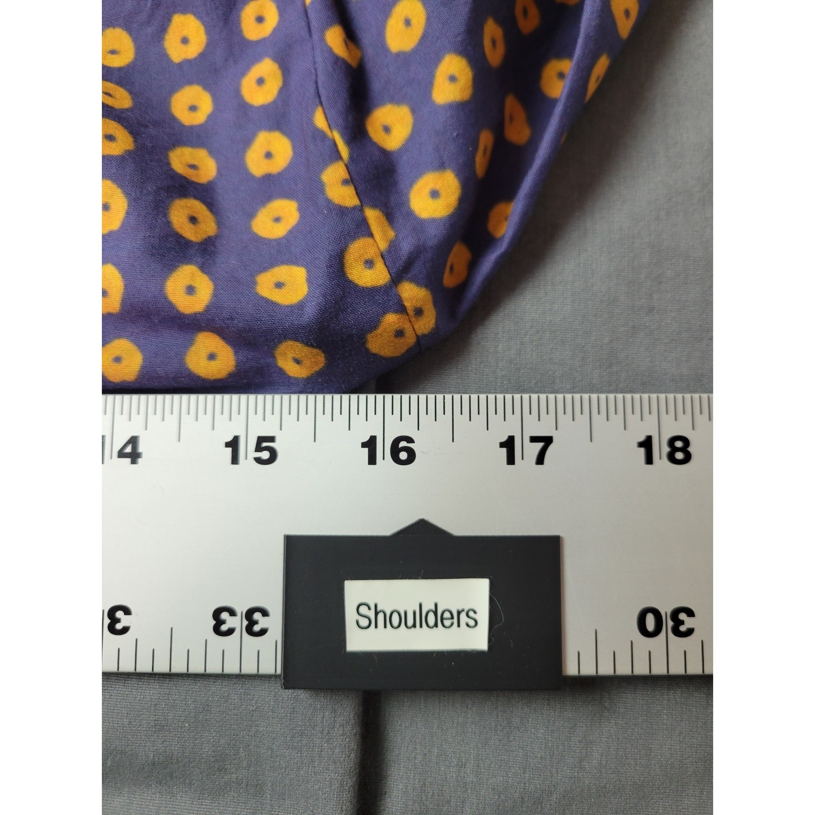 Saaksha & Kinni Indigo Gold Polka Dot Mandarin Collar Button Down Shirt Blouse L — image 7 of 8